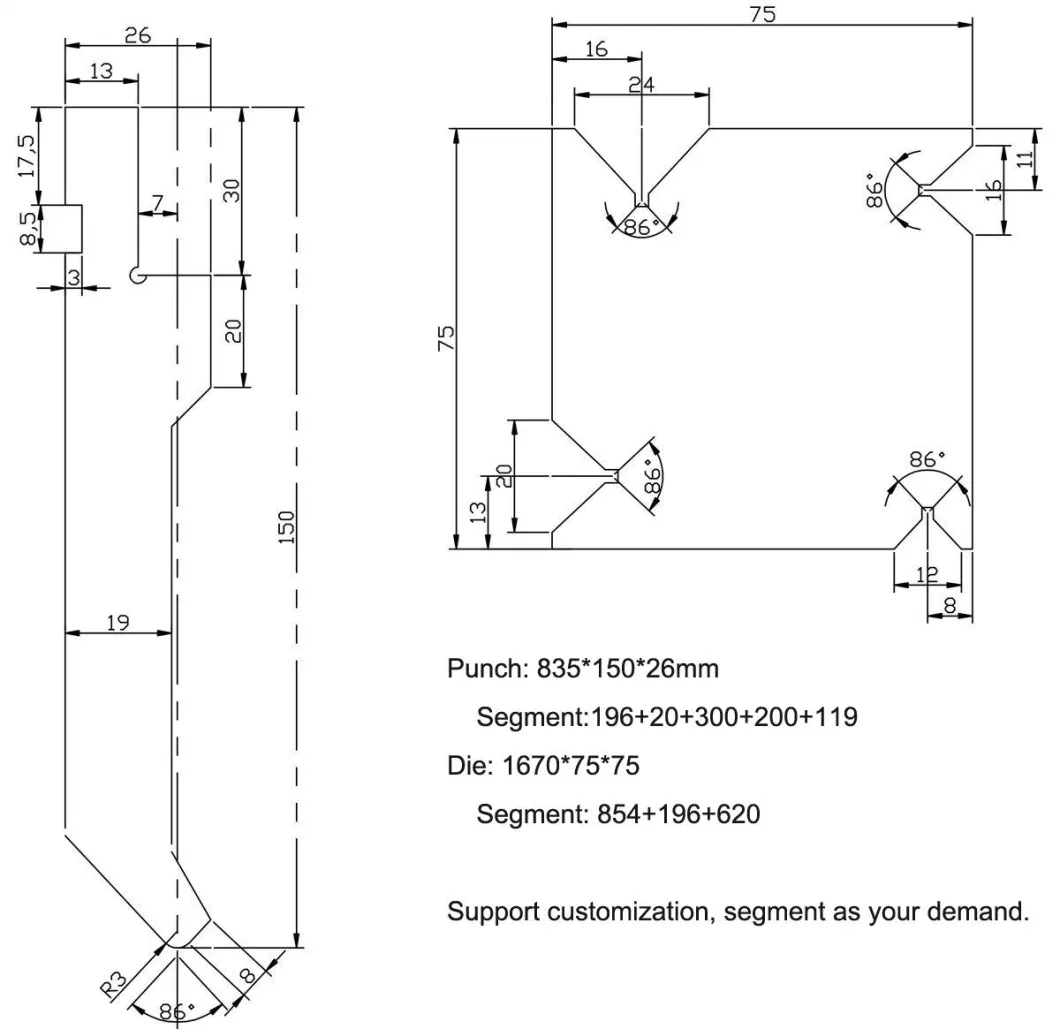 Bending Machine Upper Moulds, Press Brake Dies for Sheet Metal Works